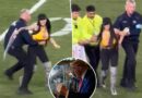 Woman runs onto field waving pro-Trump sign during Jets-Steelers game