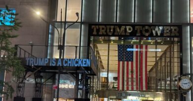 Democrats project images on Trump Tower in New York City ahead of VP debate