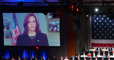 Critics drag Harris for ‘cringe’ pre-recorded video aired during Catholic charity dinner