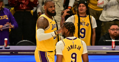 Lakers’ LeBron and Bronny James make history as first father-son duo to play together in NBA game