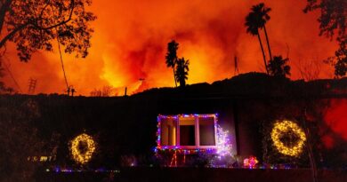 Some homeowners were defying evacuation orders in Mandeville Canyon.