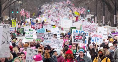 Thousands of left wing demonstrators descend on Washington to protest Trump inauguration