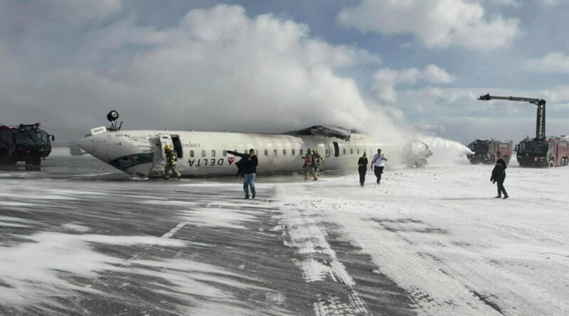 Delta plane crashes, flips upside down while landing in Toronto from