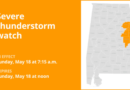 Severe thunderstorm watch in place for East Central Alabama until Sunday midday