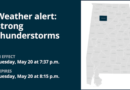 Thunderstorms with marble-sized hail in Winston County Tuesday – gusts could peak at 50 mph