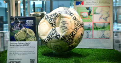 Diego Maradona’s ‘Hand of God’ ball falls short of breaking records, but sells for $3.35 million at auction