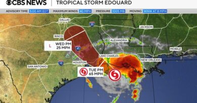 Edouard weakens to tropical depression as heavy rain continues over southeastern Texas
